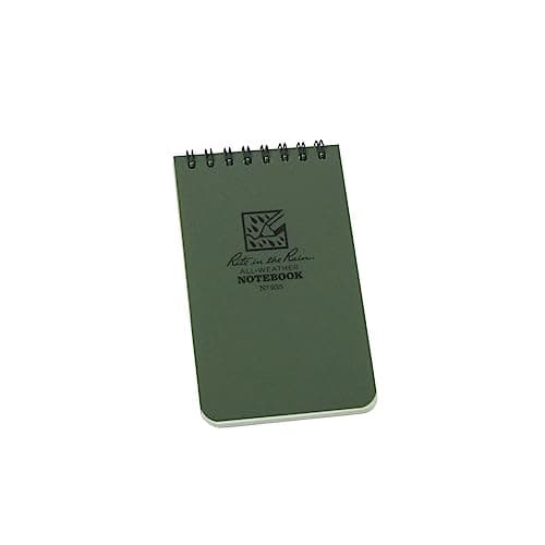 Image of Rite in the Rain Waterproof Paper Universal Pocket Top Wire Bound Spiral Notebook Green 100 Pages 50 Sheets Imperial & Metric Ruler 3 x 5 Inch