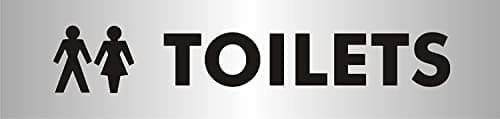 Image of Seco Toilets with Pictogram Sign, 190mm x 45mm - 2mm Brushed Aluminium Effect Acrylic