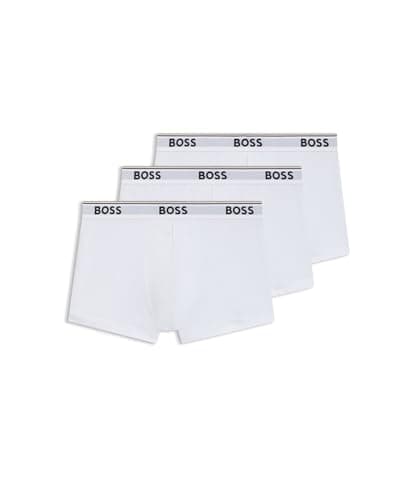 Image of BOSS Mens Trunk 3P Power Three-Pack of Logo-Waistband Trunks in Stretch Cotton