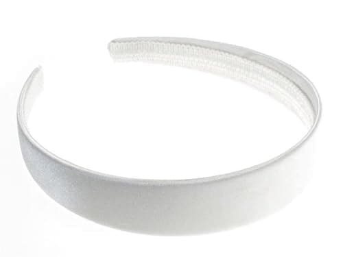 Image of 2.5cm (1") White Satin Covered Plastic Alice Band Hair Band Headband No Teeth for Women Girls by Glitz4Girlz