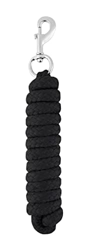 Image of LeMieux Cotton Lead Rope for Horses - Black - Heavy Duty Metal Trigger Clip & Fittings - One Size