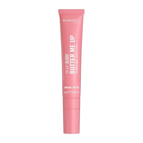 Image of Rimmel Oh My Gloss! Butter Me Up, 002 Bubble Gum, Moisturising Lip Butter Balm, Glossy and Sheer Tint, Ultra-Hydrating, Enriched with Squalene and Peptides, Lip-Hugging Applicator, Vegan, 15ml