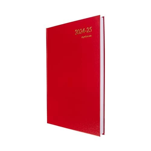Image of Collins Essential A4 Academic Year 2024-25 Day a Page Diary - Red - Mid Year Academic Planner for Students and Teachers - ESSA41M.15-2425 - July 2024 to July 2025