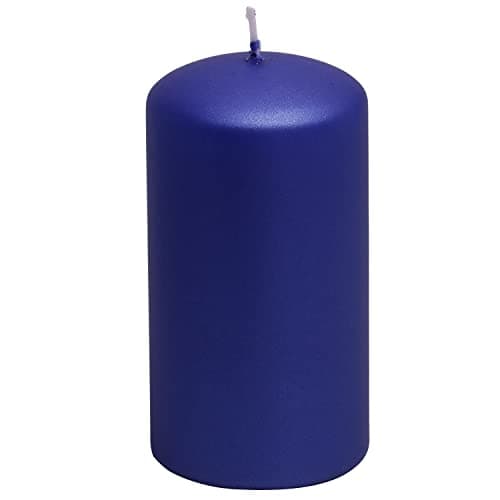 Image of G Decor Indigo Blue, Unscented Paraffin Wax, Varnished Metallic Shimmer Pillar Candles, Great for Christmas, Anniversary or New Home Gift (Small Pillar)