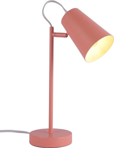 Image of TEKLED® LED Desk Lamp | Sleek Cut Cone Rotatable Table Light in Vibrant Colors | Replaceable E27 Edison Screw Bulb Holder | for Bedside Reading Office Work Architects Students - Salmon Pink
