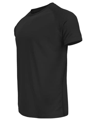 Image of Mens Short Sleeve Basic Casual Quick Dry Fit Tee Shirt Breathable Lounge Athletic T-Shirts Black S