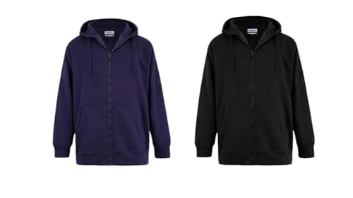 Image of Fabrik Hooded Fleece Zip Thru Hoodie for Men (2404) in Black, 6XL