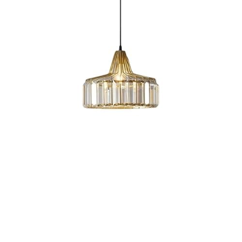 Image of ZTTECH Modern Crystal Pendant Light Adjustable Height Metal and Glass Hanging Lamp E27 Socket Compatible with Dimmable Bulbs for Kitchen Dining Room Bedroom (Gold, 25cm)