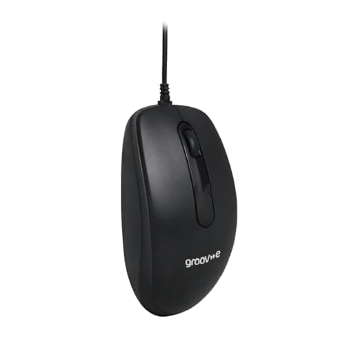 Image of groov e Wired Optical Mouse - Computer Accessories for Laptops and PCs, Ergonomic Design, USB Connection, Compact Mouse - Black