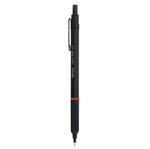 Image of rOtring Rapid Pro Mechanical Pencil | HB 0.5 mm Lead Propelling Pencil | Reduced Lead Breakage | Matte Black Full-Metal Barrel
