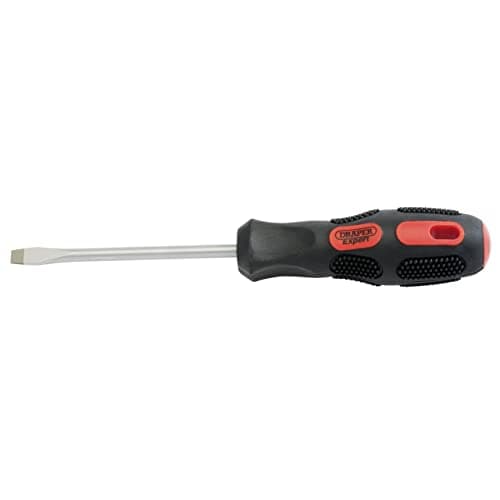 Image of Draper 970B Expert Plain Slot Flared Tip Screwdriver Sold Loose, Blue, 6 x 100 mm