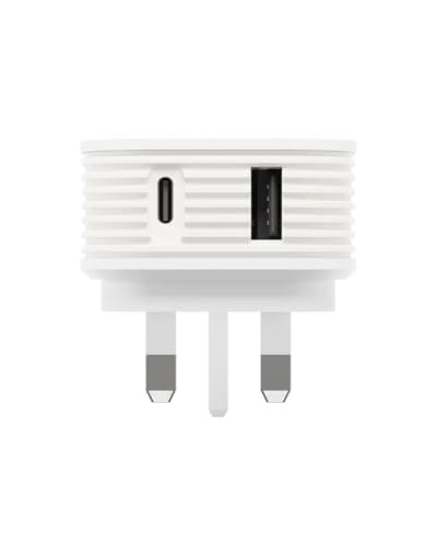 Image of Juice 45W Dual Port Fast Charger Plug – USB-C Power Delivery & USB-A Quick Charge for Smartphones, Tablets & More – Compact Design with Sure Grip Technology - White