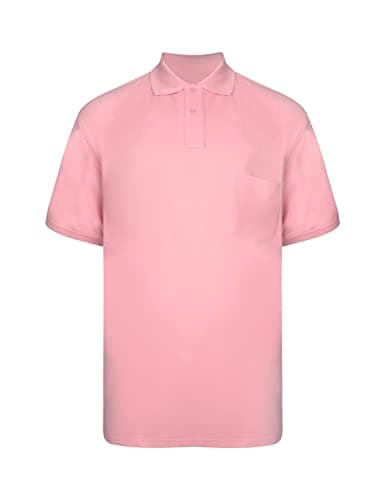 Image of Kam Big and Tall 'Eton' Plain Polo T Shirt with Chest Pocket Cotton Rich Top Large Size Fit JEANBASE Pink 2XL