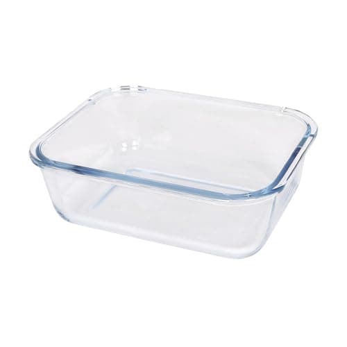 Image of Argon Tableware Rectangular Glass Cake Dish - 20cm x 15cm - 1x Medium Deep Pie Brownie Cheesecake Bread Sponge Oven Baking Tin Tray Pan | Microwave Safe, Freezer Safe