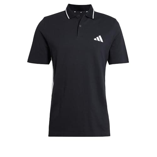 Image of adidas Men's Essential Three Stripes Pique Polo Shirt, Black/White, XXL