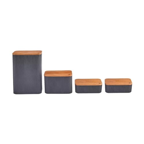 Image of KARACA Massimo 4-Piece Plastic Storage Container Set, 5L, BPA-Free Containers, Kitchen Organization, Anthracite