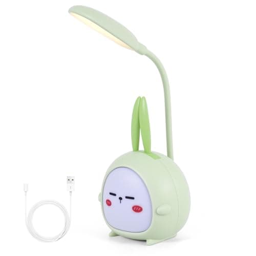 Image of Weskjer Kids Reading Light, Portable LED Desk Lamp with Night Light, Cute Bunny - Foldable USB - Charged Bedside Lamp for Girls' Bedroom Decor