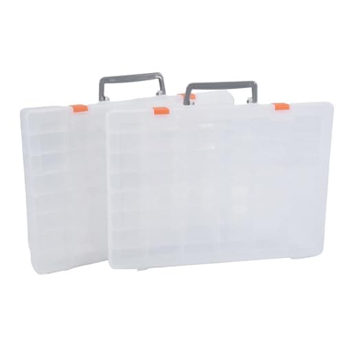 Image of Akfldms 2 Pack Large 48 Grids Clear Plastic Organizer Boxes with Adjustable Dividers, Jewlery Storages Bead Organizers