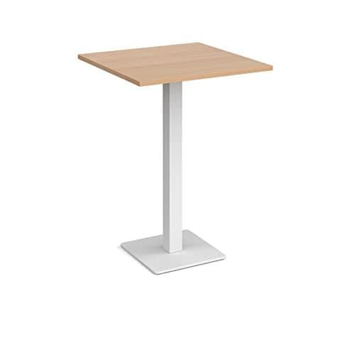 Image of Mr Office Brescia square poseur table with flat square white base 800mm, Beech