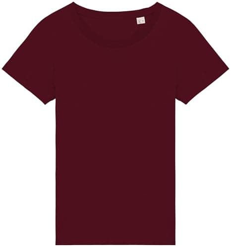 Image of Earth Wardrobe 100% Organic Cotton Women's T-Shirt – Soft Short Sleeve Crew Neck Casual Basic Tee – Sustainable Everyday Top – XS–XXL Dark Cherry