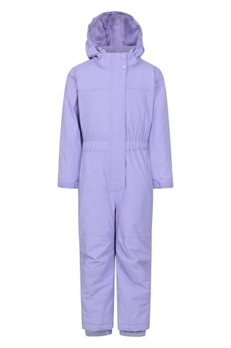 Image of Mountain Warehouse Cloud Kids Snowsuit - Waterproof, Adjustable, One Piece Jumpsuit, Fleece Lining, Girls & Boys - Ski, Winter Light Purple Kids Size 9-10 Years