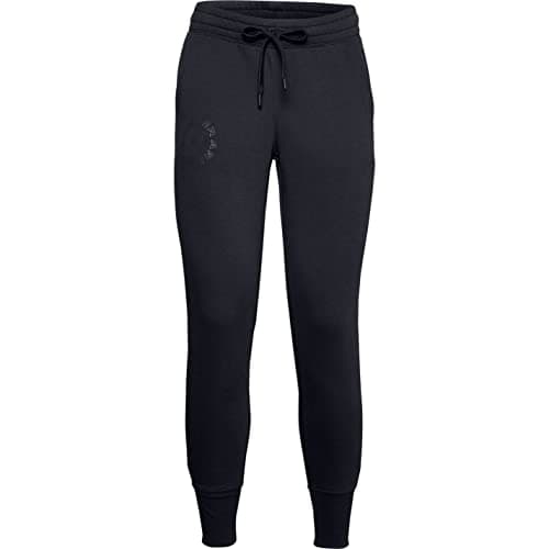 Image of Under Armour Rival Fleece Metallic Jogger Trousers, Women Black, Black / Black / Metallic Silver (001), SM