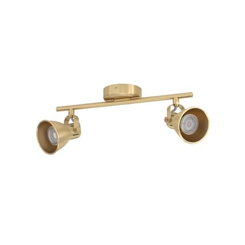 Image of Eglo LED Spotlight bar Seras, Ceiling Light Fitting with 2 Adjustable spot Lights, Living Room lamp Made of Brushed Brass and Golden Steel, Track Lighting with GU10 Light Bulbs, Warm White