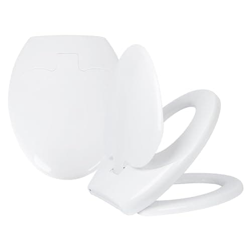 Image of Harbour Housewares Soft Close Toilet Seat - White - Pack of 2 - Three-Part Design Antibacterial Oval Shaped Potty Training Toilet Seat Family Children Loo Seat with Fittings