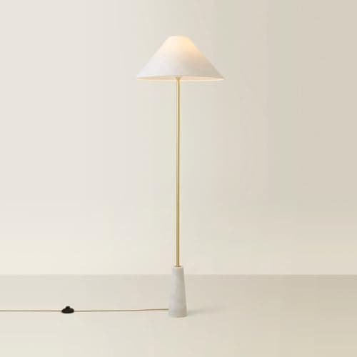Image of ValueLights | White Marble Base Floor Lamp with a Linen Tapered Lampshade Living Room Light | Floor Lamps, Home Décor & Improvement Essential