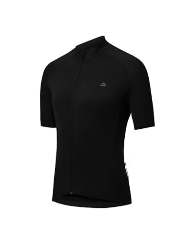Image of DANISH ENDURANCE Cycling Jersey Mens, Short Sleeve Mountain Bike Jersey, with Full Zipper and Rear Pockets Black L