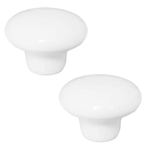 Image of QZKJQDD 2 Pack White Cupboard Knobs, Single Hole Cupboard Handle, White Solid Ceramic Drawer Knobs with Screws for Kitchen Wardrobes Bathroom Home Decoration