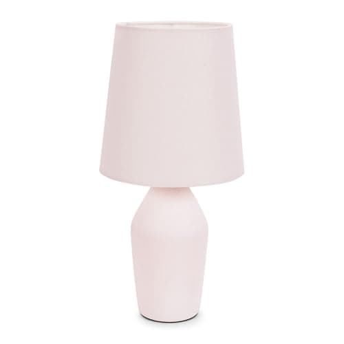 Image of ValueLights | Rose Pink Ceramic Base Table Lamp with Tapered Fabric Lampshade Bedroom Bedside Light | Table Lamps, Home Décor & Improvement Essential | Included LED Bulb