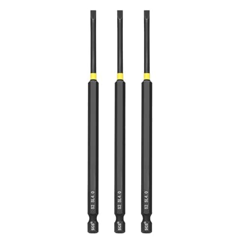 Image of sourcing map 3 Pcs SL4 Slotted Impact Screwdriver Bits 4mm Slotted Tip 1/4" Hex Shank 150mm (6") Long Magnetic Flat Head Screw Driver Drill Bits Phosphated S2 Steel for Electric Power Tool