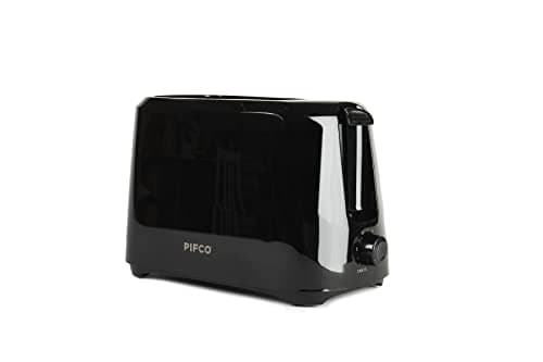Image of PIFCO® Black Toaster 2 Slice - 700W - 6 Browning Controls & Anti-Jam Function - Compact Design 2 Slice Toaster - Easy to Clean with Removable Crumbs Tray