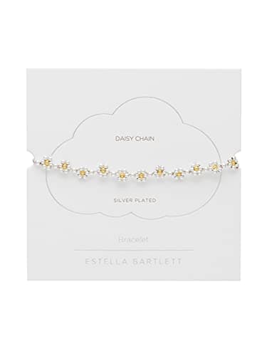 Image of Estella Bartlett Daisy Chain Amelia Slider Bracelet – Silver & Gold Plated Floral Bracelet for Women, Two Tone Dainty Chain Jewellery, Adjustable Gift for Her