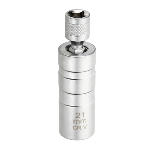 Image of sourcing map 1pcs Spark Plug Socket Set 3/8" Drive 21mm Swivel Magnetic 12 Point Thin Wall Spark Plug Socket with 360 Degree Swivel CR-V Steel, Silver