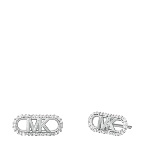 Image of Michael Kors Women's Premium Kors MK Sterling Silver Pavé Empire Link Stud Earrings, MKC1657CZ040