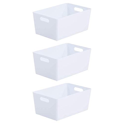 Image of Wham Bam 4.02 Ice White Plastic Studio Storage Baskets Office Home & Kitchen Tidy Organiser 25.5 x 17 x 11cm (3 Baskets)