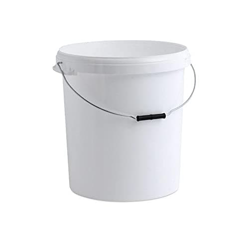 Image of INVOPAK 30 Litre Food Grade Plastic Bucket with Lid and Wire Handle, White, Airtight, Recyclable & BPA Free