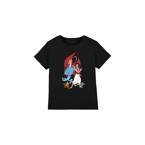 Image of Aladdin Disney Boys The Genie, Jafar and Abu Unisex Kids T-Shirt, Black, 12-13 Years UK