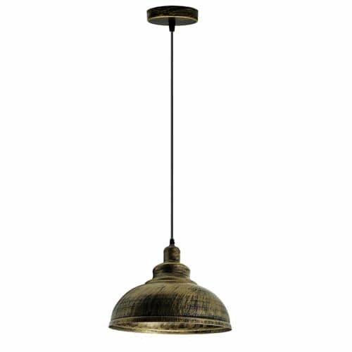 Image of LEDSone Vintage Curvy Dome Pendant Light 95cm Adjustable Hanging Ceiling Fixture Metal Brushed Brass for Homes, Restaurants, Cafes, Bars, Offices and Stylish Spaces