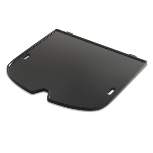 Image of Weber Traveler Gas Barbecue Griddle/Porcelain-Enamelled Cast Iron Grill Pan with Non-Stick Surface & Raised Edges, Durable BBQ Accessory, 1.3 x 32 x 34.5 cm, Black