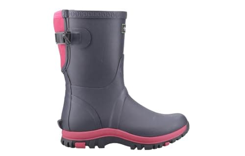 Image of Cotswold Realm Adjustable Short Wellington Boot Female Navy/Pink Size 7
