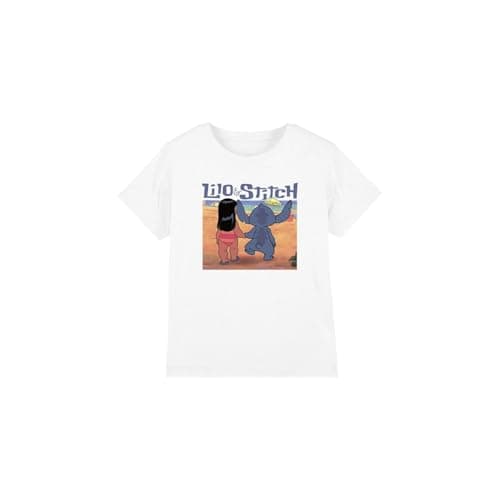 Image of Lilo and Stitch Boys & Into The Sunset Unisex Kids T-Shirt, White, 3-4 Years UK