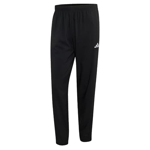 Image of adidas Men's Essentials Small Logo Stanford Lite Woven Tapered Cuffed Pants, Black/White, L
