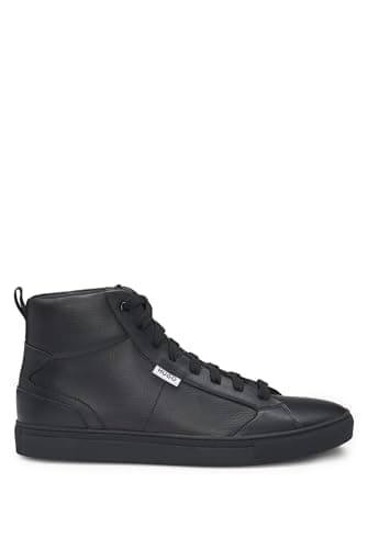 Image of HUGO Mens Morrie Hito High-top Trainers in Grained Faux Leather Size 7 Black