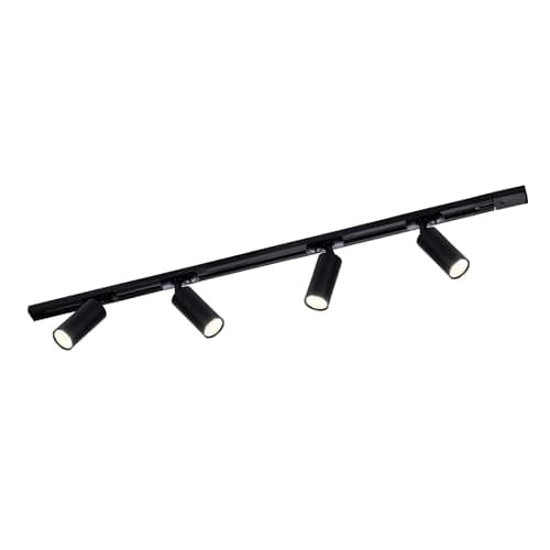 Image of Ledvion - Track Lighting, 1m, 1-Phase, Without GU10 Light Source, Black, 4 Spotlights, Ceiling Lights, gu10 led Bulbs, Kitchen Lights Ceiling, Extendable & Flexible