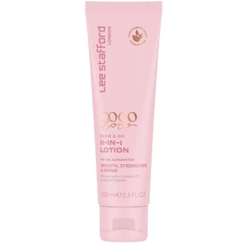 Image of Lee Stafford Blow Dry Styling Cream | Coco Loco Collection - 11-in-1 Leave In Hair Lotion, Frizz Control, Heat Protectant, Curl Care Styler, Weightless Sleek Feel for a Perfect Blow out, 100 ml