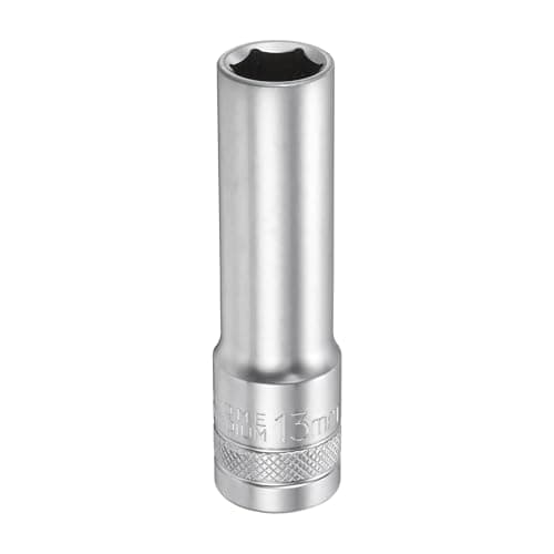 Image of sourcing map 6 Points Deep Socket 1/2" Drive 13mm Deep Metric CR-V Steel Polished Nickel Plating 78mm / 3.1" Long Hex Socket Tool for Home Auto Nuts Bolts Repair