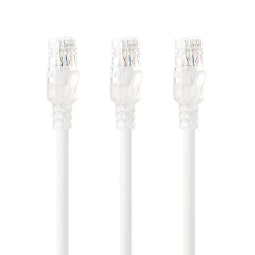 Image of Tecmojo Ethernet Patch Cable 3M 3 Pack, CAT6A UTP 24AWG LAN Network Cable, Pure Copper LSZH RJ45 Snag-Free Patch Cord, White RAL9003